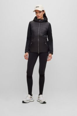 Equestrian padded softshell jacket with signature details, Black