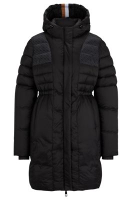 Equestrian padded parka jacket with signature details, Black