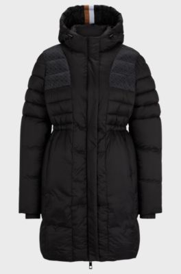 Equestrian padded parka jacket with signature details, Black