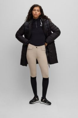 Equestrian padded parka jacket with signature details, Black
