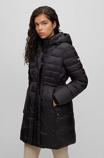 Equestrian padded parka jacket with signature details, Black