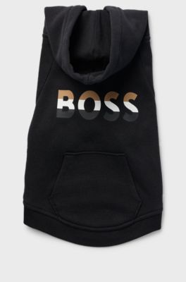 Dog hoodie with iconic stripe logo, Black