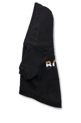 Felpa per cani con cappuccio e logo iconico a righe, Nero