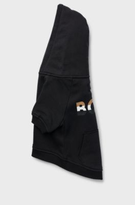 Dog hoodie with iconic stripe logo, Black