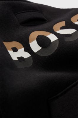 Dog hoodie with iconic stripe logo, Black