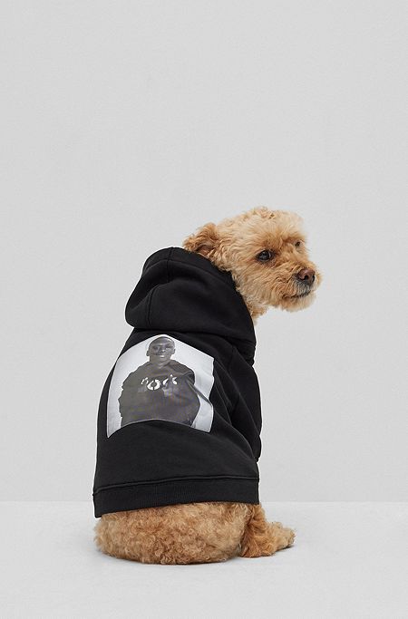 Sweat à capuche en coton pour chien à motif artistique inspiré de Khaby Lame, Noir