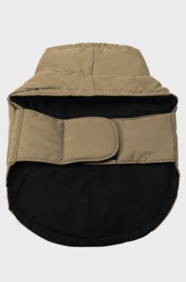 Wattierte Hunde-Jacke mit kontrastfarbenem Logo, Beige