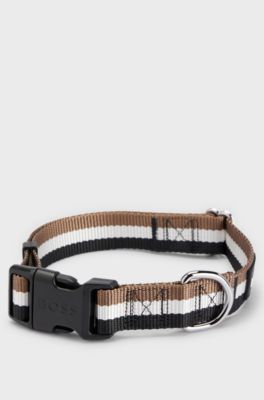 Dog collar with silicone logo patch, Black