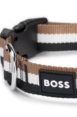 Dog collar with silicone logo patch, Black