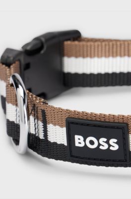 Dog collar with silicone logo patch, Black