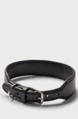 Dog collar in recycled leather, Black