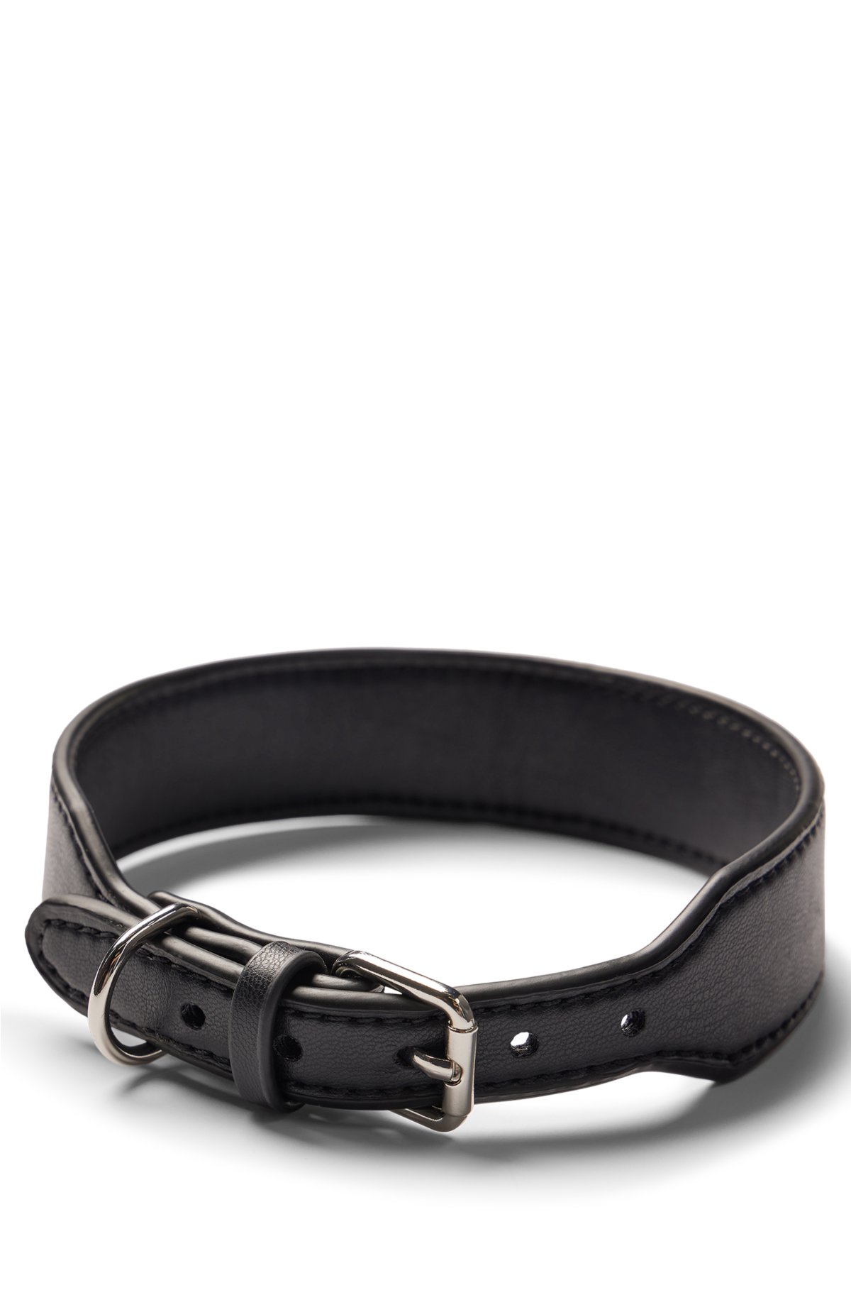 Dog collar in recycled leather, Black