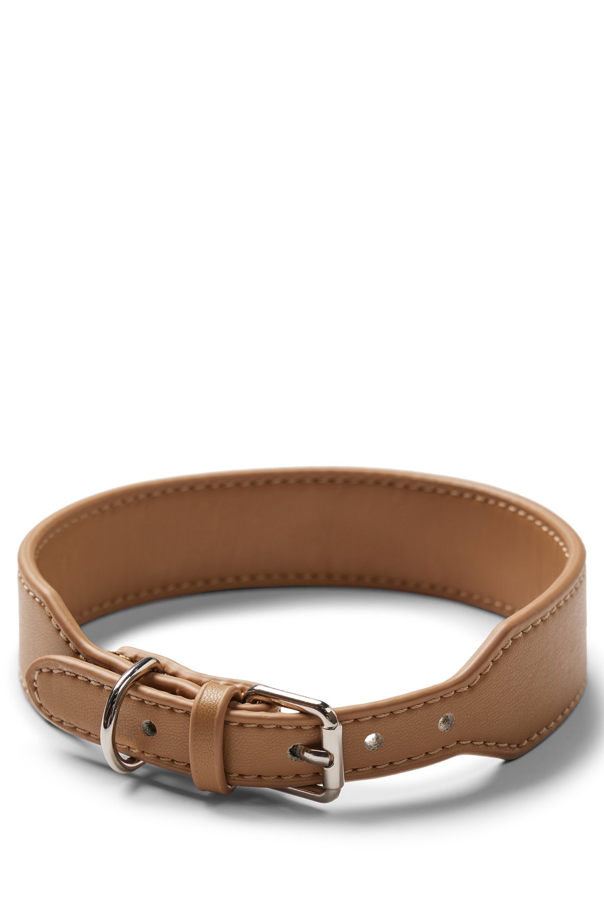 Dog collar in recycled leather, Beige