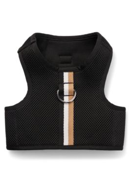 Hunde-Geschirr aus Mesh mit charakteristischen Streifen, Schwarz