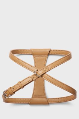 Dog harness in recycled leather, Beige