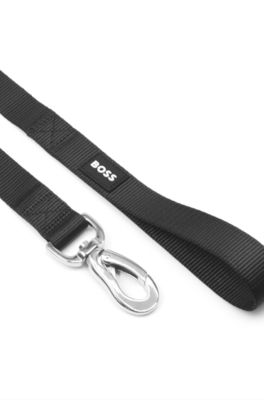 Dog leash with silicone logo patch, Black