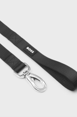 Dog leash with silicone logo patch, Black