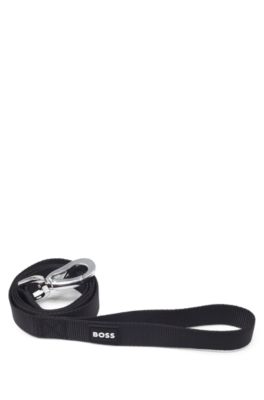Dog leash with silicone logo patch, Black