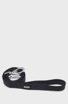 Dog leash with silicone logo patch, Black