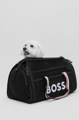 Dog travel bag with quilted mat, Black