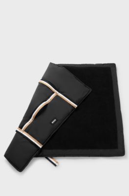 Portable dog mat with sherpa lining, Black