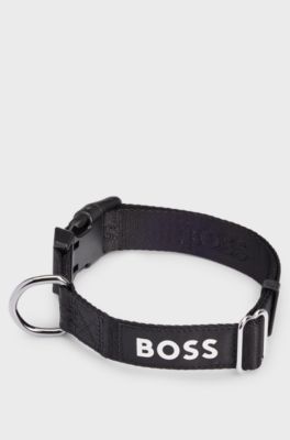Dog collar with jacquard logo detailing, Black