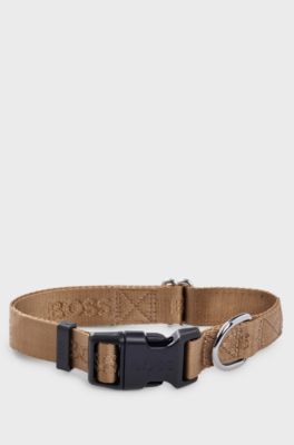 Dog collar with jacquard logo detailing, Beige