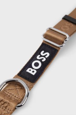 Dog collar with jacquard logo detailing, Beige