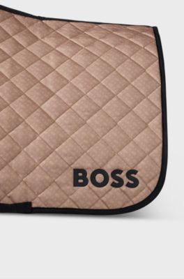 Equestrian jumping saddle pad with monogram pattern, Beige