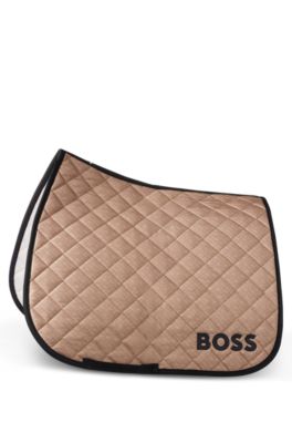 Equestrian monogrammed dressage saddle pad in camel, Beige