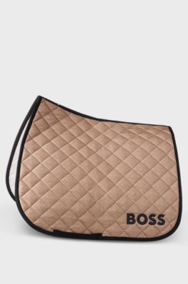 Equestrian monogrammed dressage saddle pad in camel, Beige