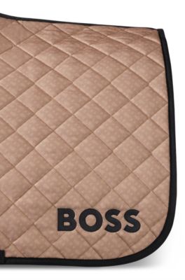 Equestrian monogrammed dressage saddle pad in camel, Beige