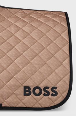 Equestrian monogrammed dressage saddle pad in camel, Beige