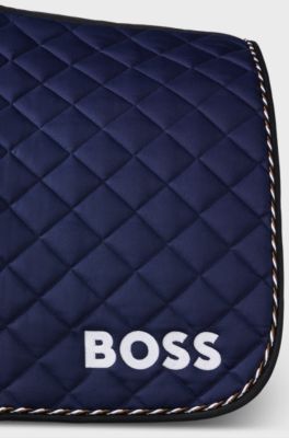 Equestrian dressage saddle pad with logo, Dark Blue