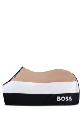 Equestrian signature block-stripe sweat rug with logo, Patterned