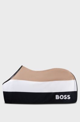 Equestrian signature block-stripe sweat rug with logo, Patterned