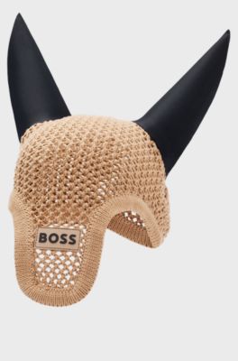 Equestrian fly veil with logo, Beige