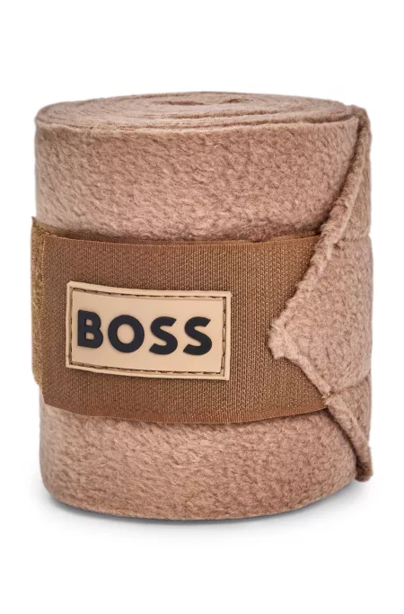 Equestrian fleece circulation bandages with branding