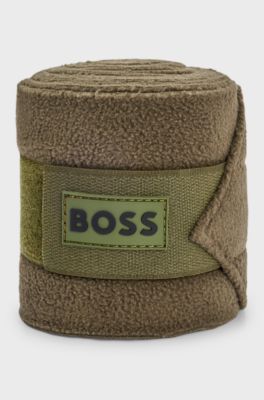 Equestrian fleece circulation bandages with branding, Green