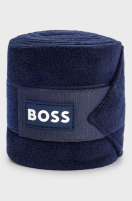 Equestrian fleece circulation bandages with branding, Dark Blue