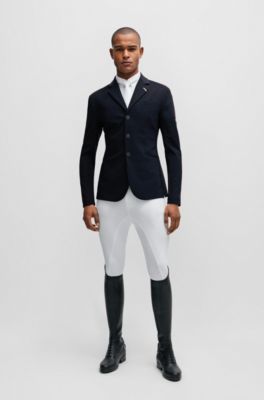 Equestrian show jacket with logo patch and signature stripe, Dark Blue