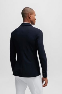 Equestrian show jacket with logo patch and signature stripe, Dark Blue