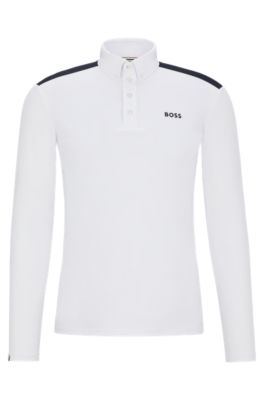 Equestrian show shirt with shoulder inserts and logo, White