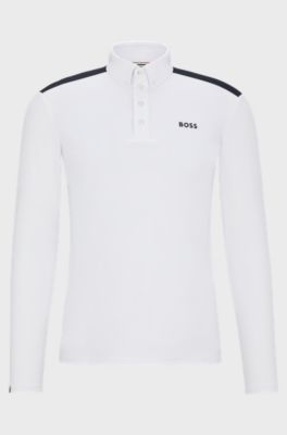 Equestrian show shirt with shoulder inserts and logo, White