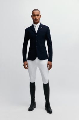 Equestrian show shirt with shoulder inserts and logo, White