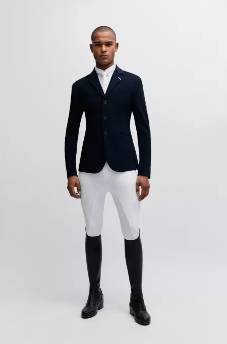 Equestrian show shirt with shoulder inserts and logo