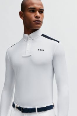 Equestrian show shirt with shoulder inserts and logo, White