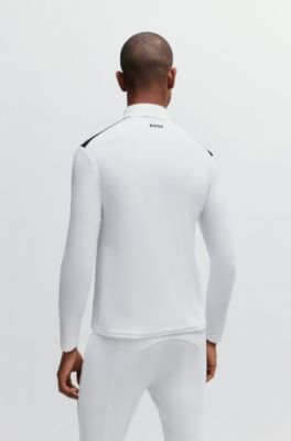 Equestrian show shirt with shoulder inserts and logo, White