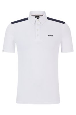 Equestrian half-sleeve shirt with shoulder inserts, White