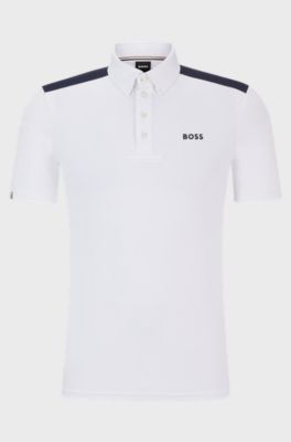 Equestrian half-sleeve shirt with shoulder inserts, White